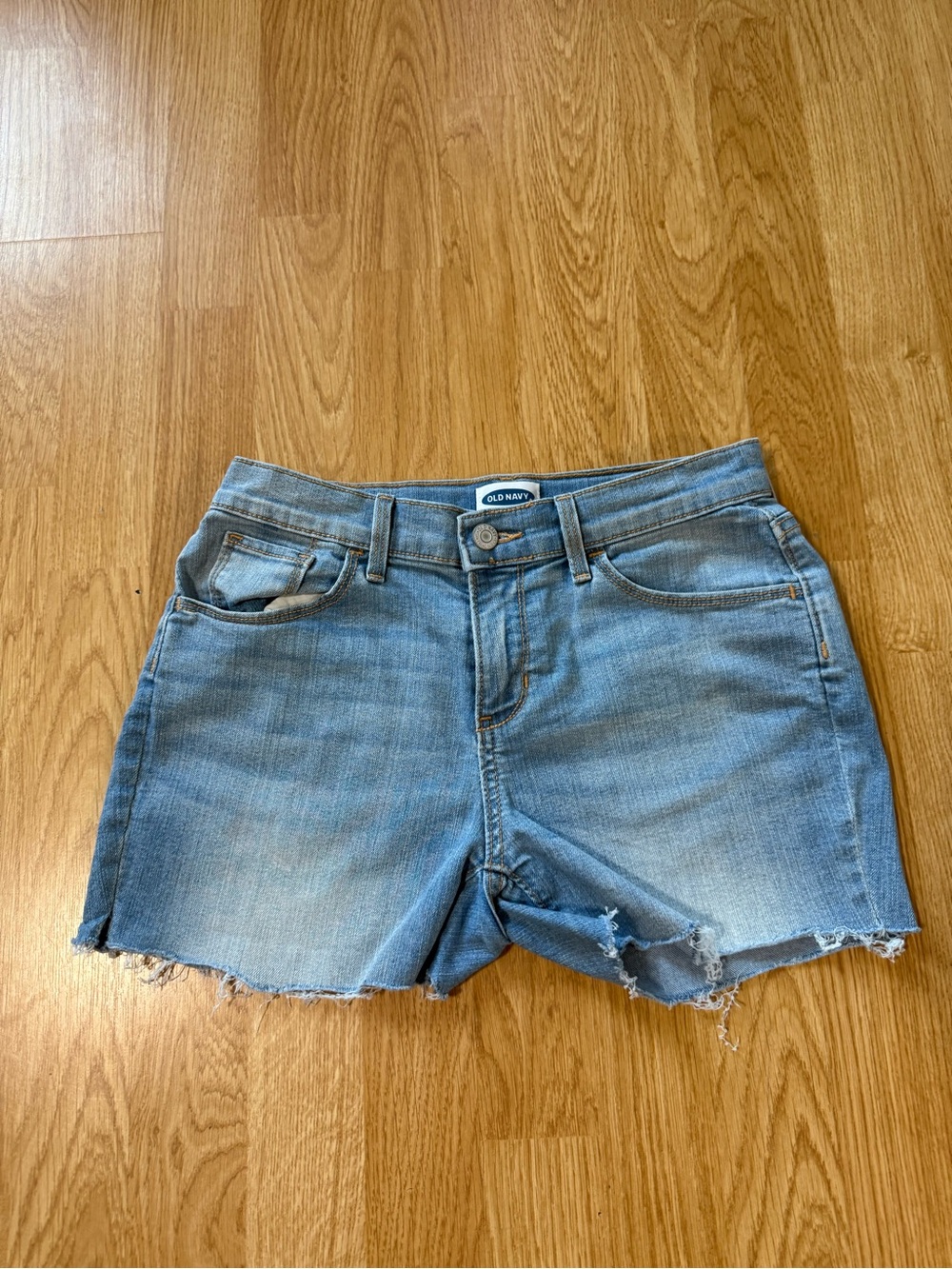 Old Navy Light Blue Distressed Denim Girls Shorts - Size 14